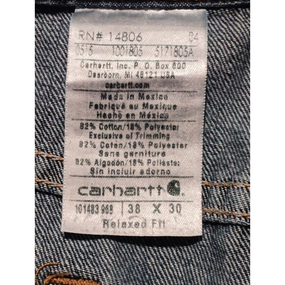 Carhartt Relaxed Fit Jeans 38 X 30 Men's Workwear Blue Denim Cotton Look At Pics - Picture 4 of 6